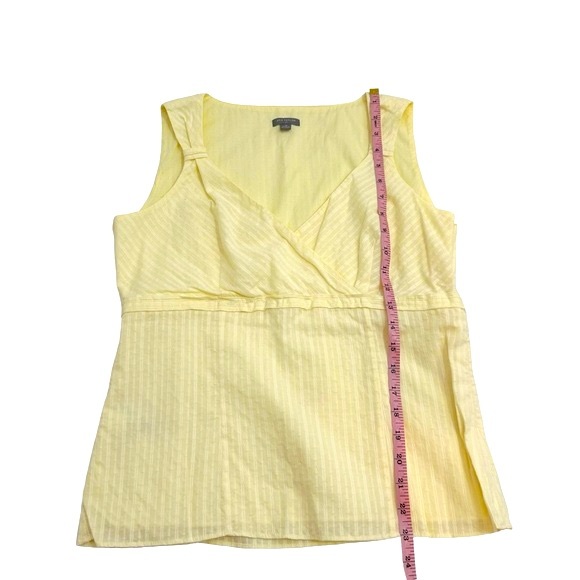 Ann Taylor Factory Sleeveless Striped Yellow Faux Wrap V-Neckline Top Size 10 - Picture 6 of 13